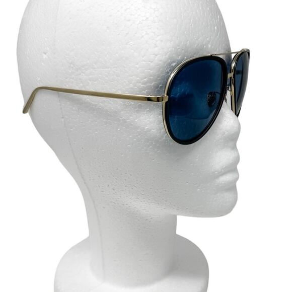 Linda Farrow Premium Luxury Aviator Sunglasses Blue Gold w/ case, box LFL 539/5 - Picture 11 of 11